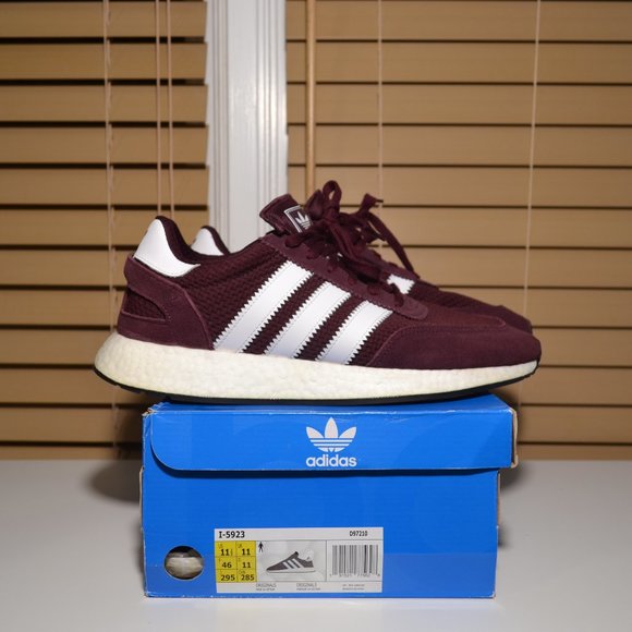 Mens Adidas I-5923 Maroon Boost Sneakers D97210 Size US 11.5 - Picture 1 of 11